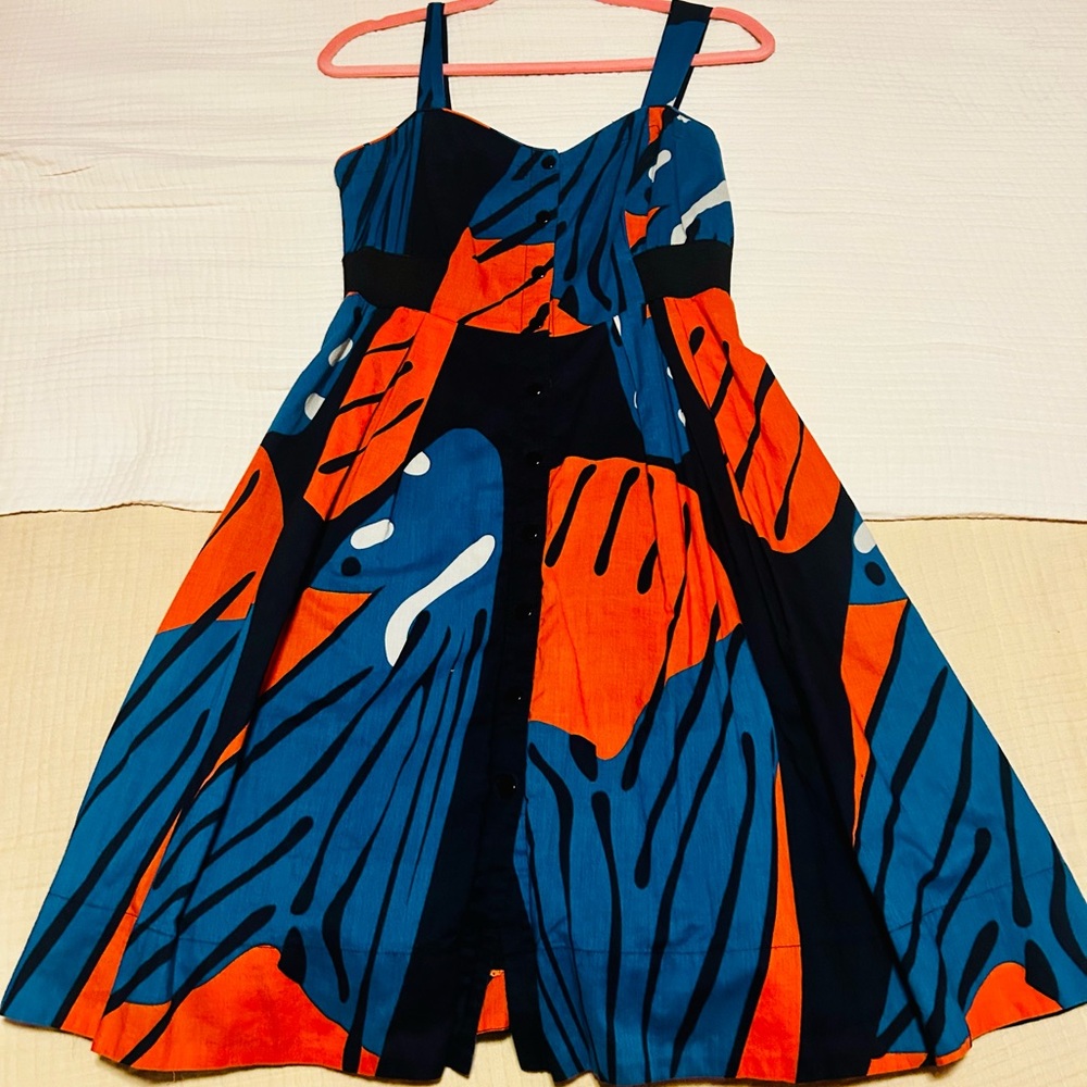 Maeve Orange and Blue Midi Dress